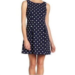 Eliza J Navy Polka Dot Boatneck Bow Dress Size 2